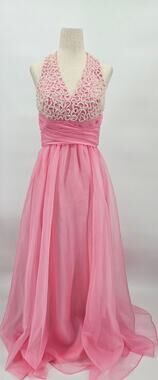 Vintage 60s/70s Mike Benet Formals Women's Size 6 Pink Halter Prom Dress